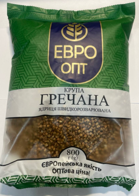 Крупа гречана ядриця швидкорозварювальна ЕВРО ОПТ, 800г